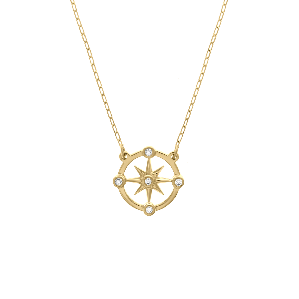 Diamond Compass Star Pendant Necklace