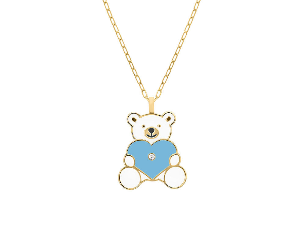 Teddy Bear Diamond Necklace