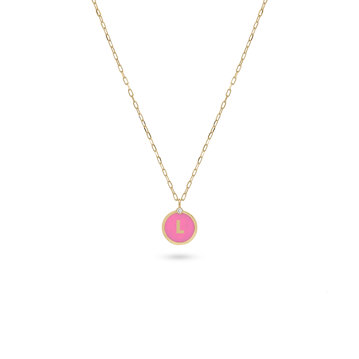 Initial Letter Coin Diamond Necklace