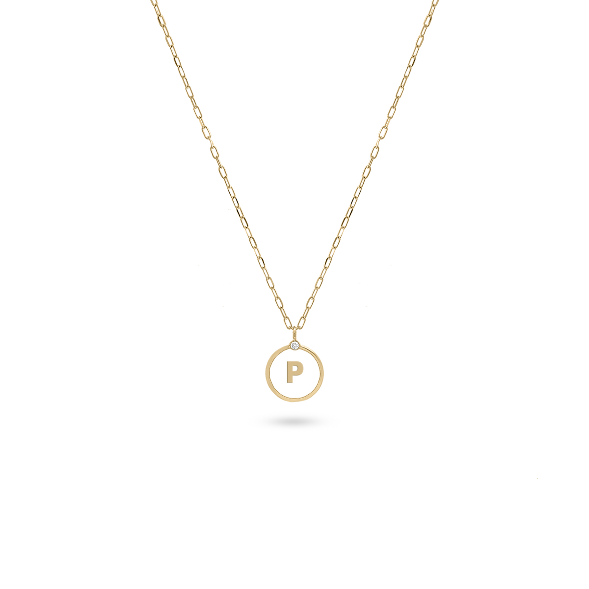 Initial Letter Coin Diamond Necklace