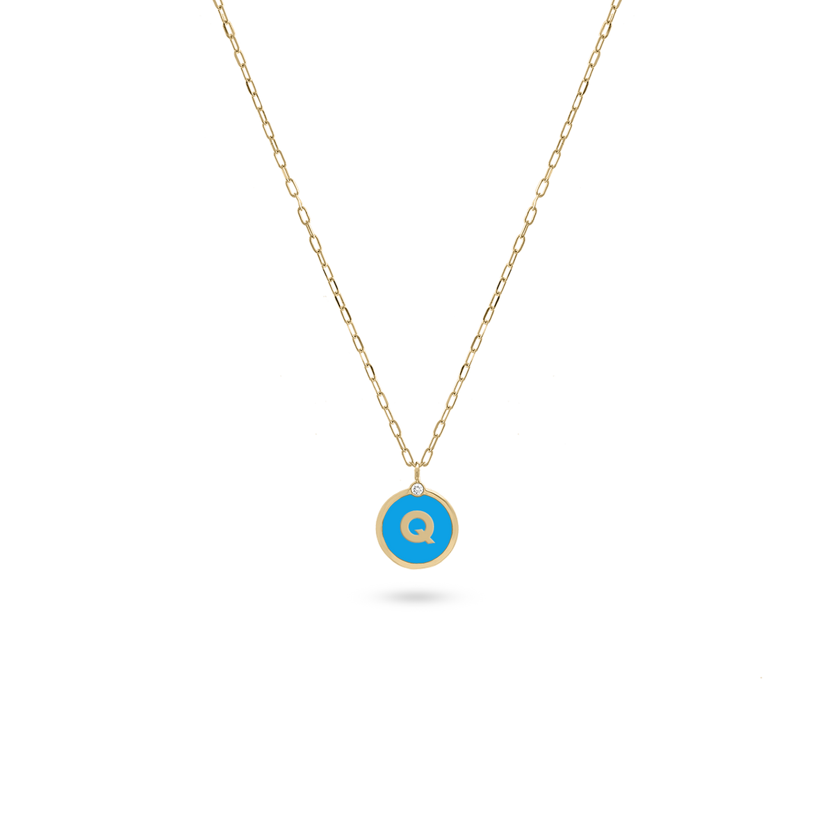Initial Letter Coin Diamond Necklace