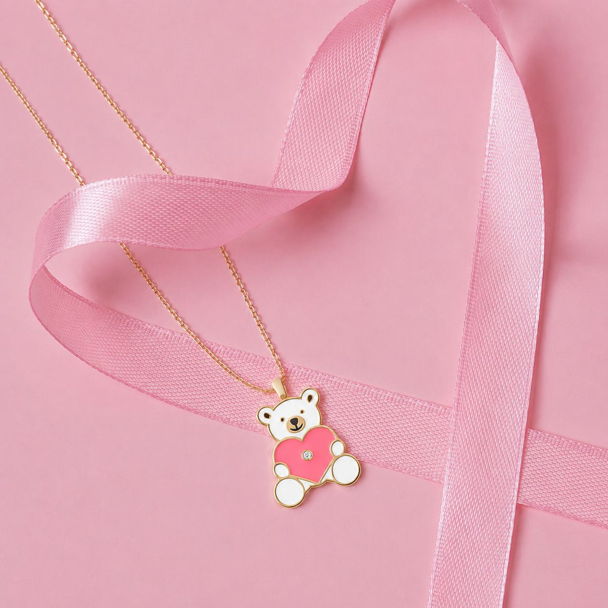 Teddy Bear Diamond Necklace