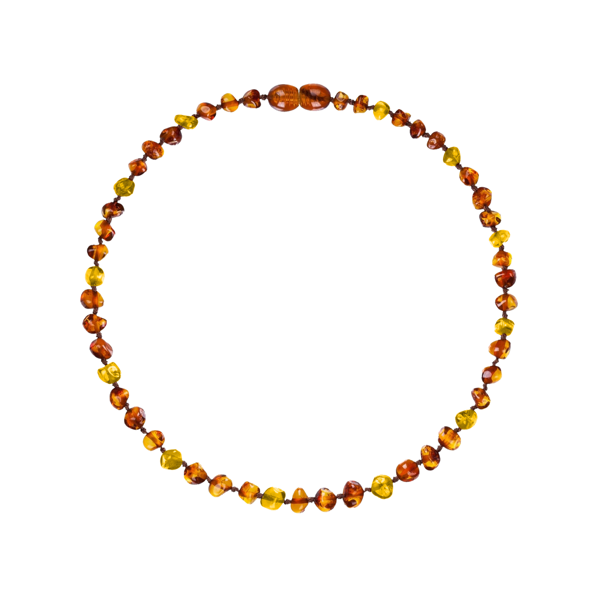 Multicolor amber baby necklace with polished honey and cognac beads