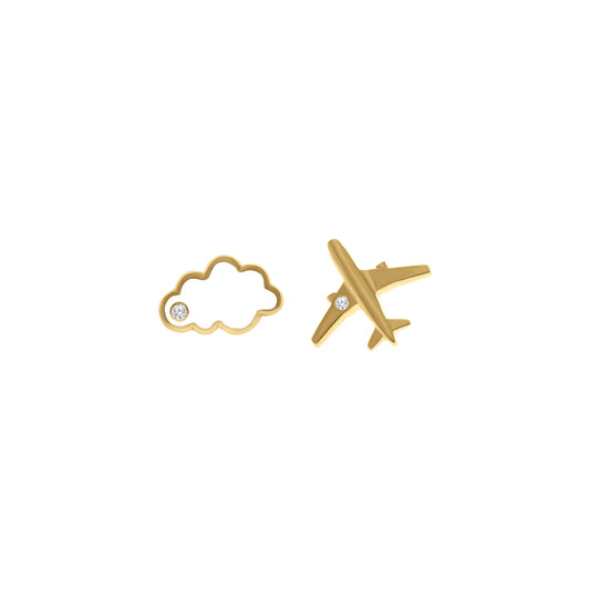 Cloud & Plane Diamond Earrings