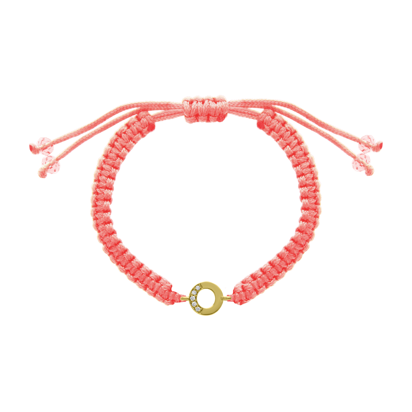 Cord diamond initial bracelet with gold O charm and pavé diamonds