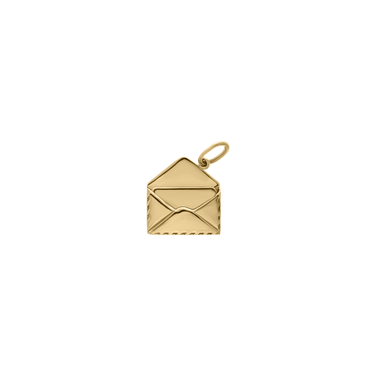 Yellow gold envelope charm pendant with polished finish