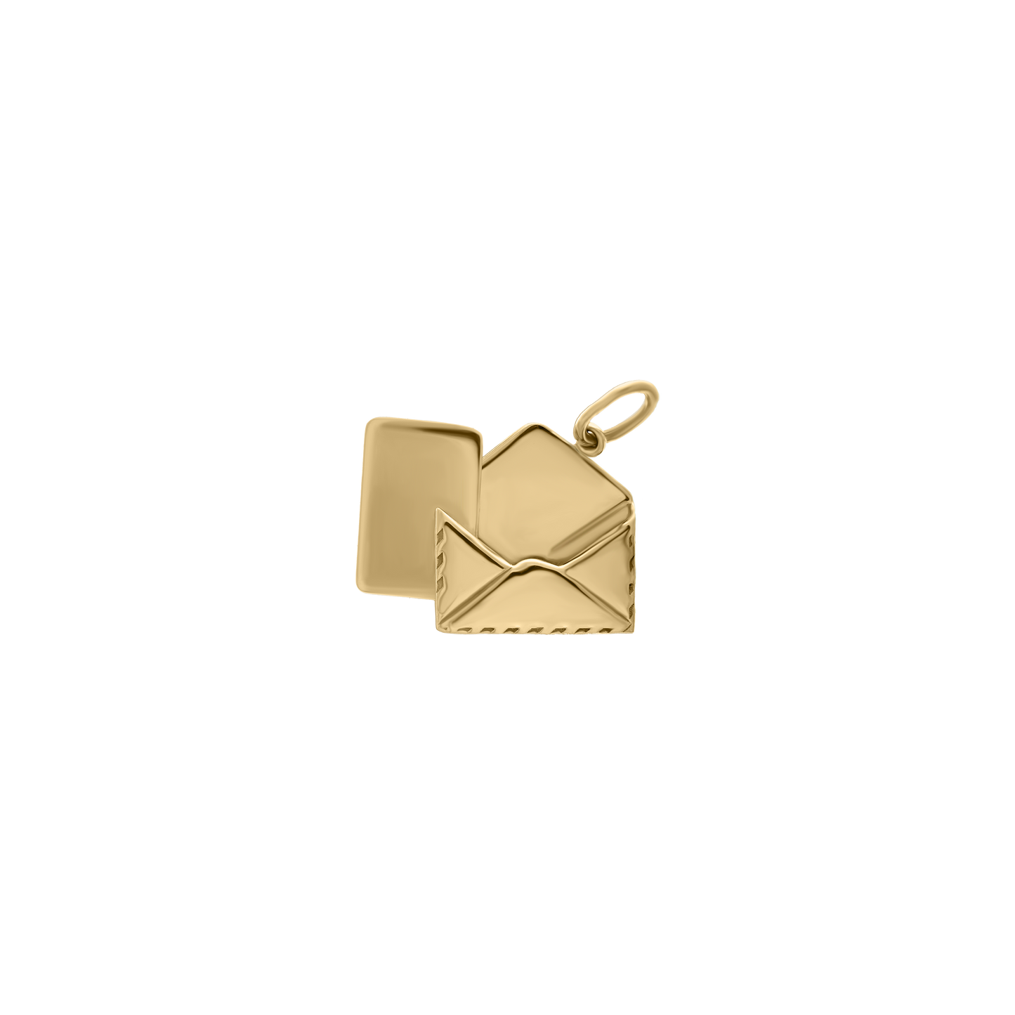 18K gold envelope-shaped pendant charm half open