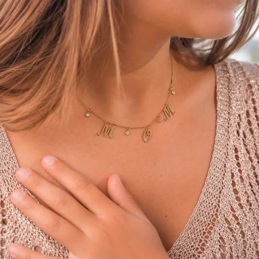 MOM Charm Diamond Necklace