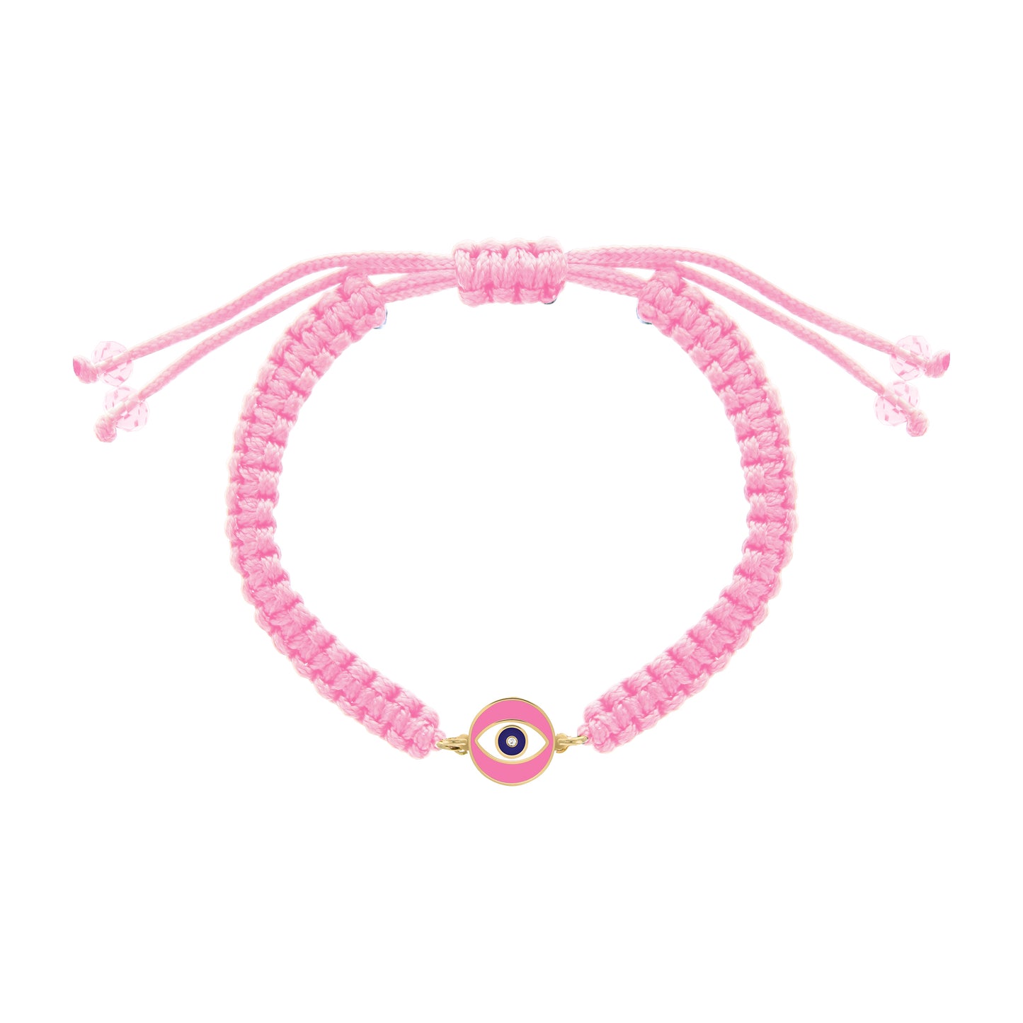 Pink cord Nazar bracelet with gold and enamel evil eye charm