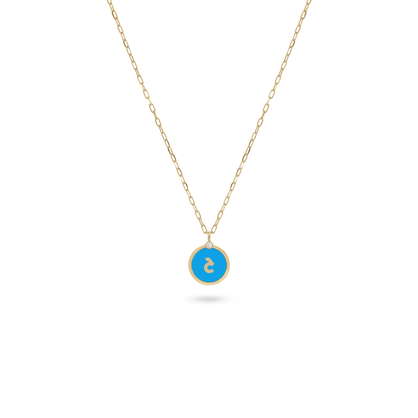 Arabic Initial Letter Coin Diamond Necklace