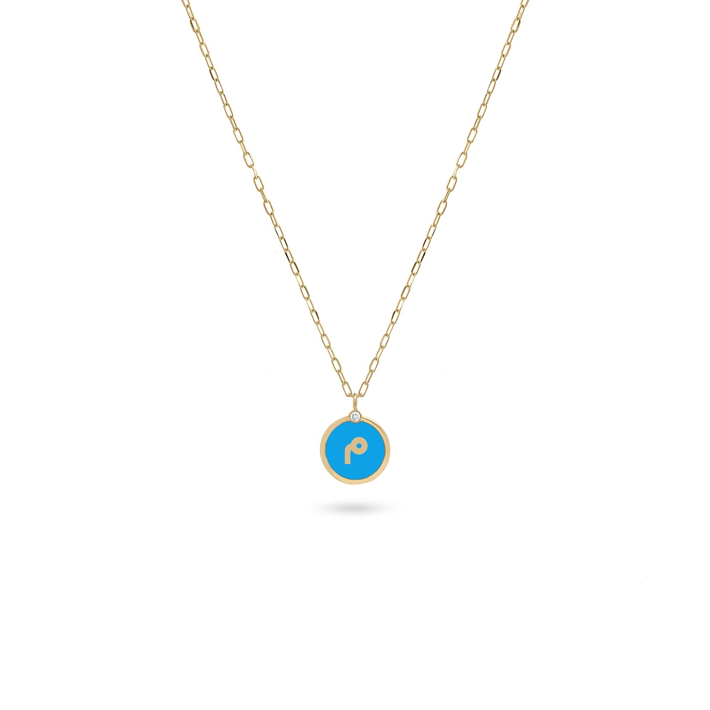Arabic Initial Letter Coin Diamond Necklace