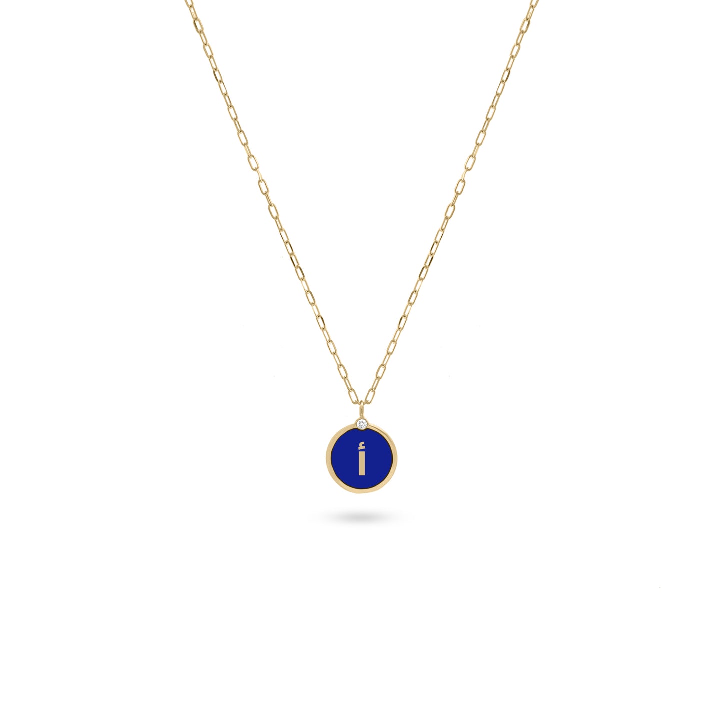 Arabic Initial Letter Coin Diamond Necklace