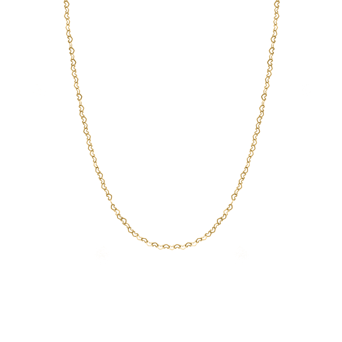 Yellow gold heart link chain necklace with delicate connected hearts