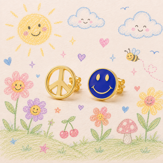 Peace & Smiley Stud Earrings
