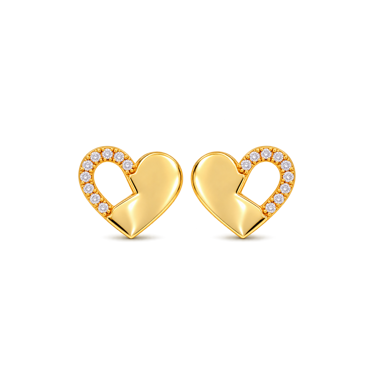 Two Halves Diamond Heart Earrings