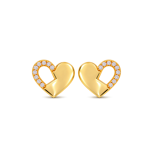 Two Halves Diamond Heart Earrings