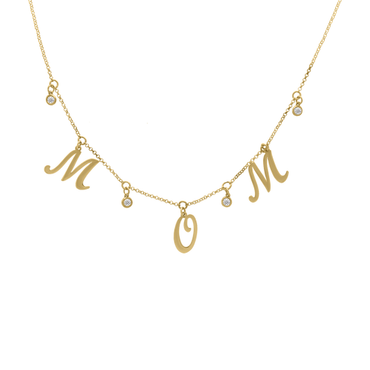 MOM Charm Diamond Necklace