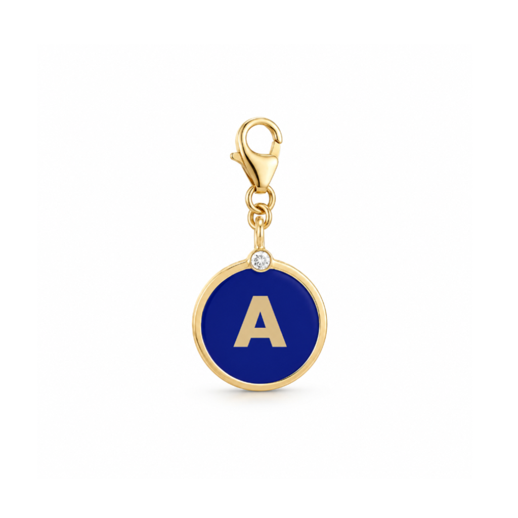 Initial Letter Coin Diamond Charm