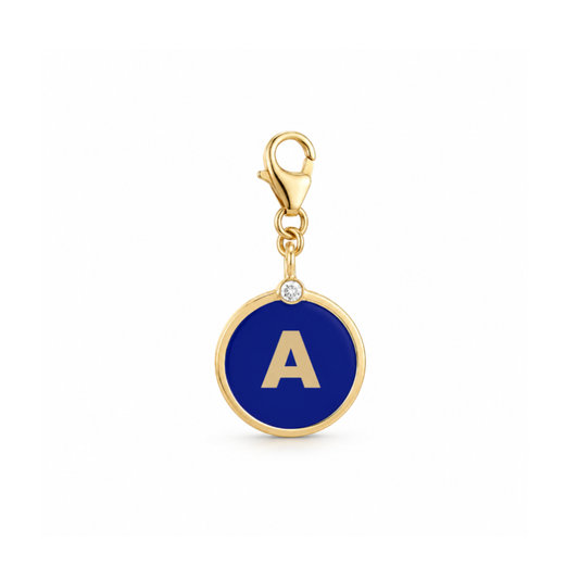 Initial Letter Coin Diamond Charm