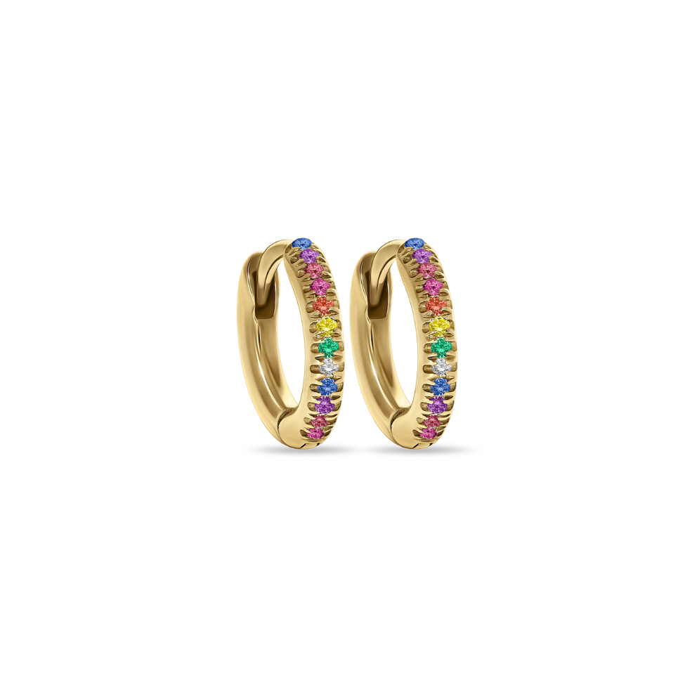 Mini Rainbow Diamond Hoops