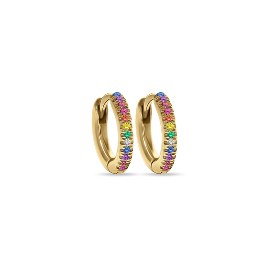 Mini Rainbow Diamond Hoops
