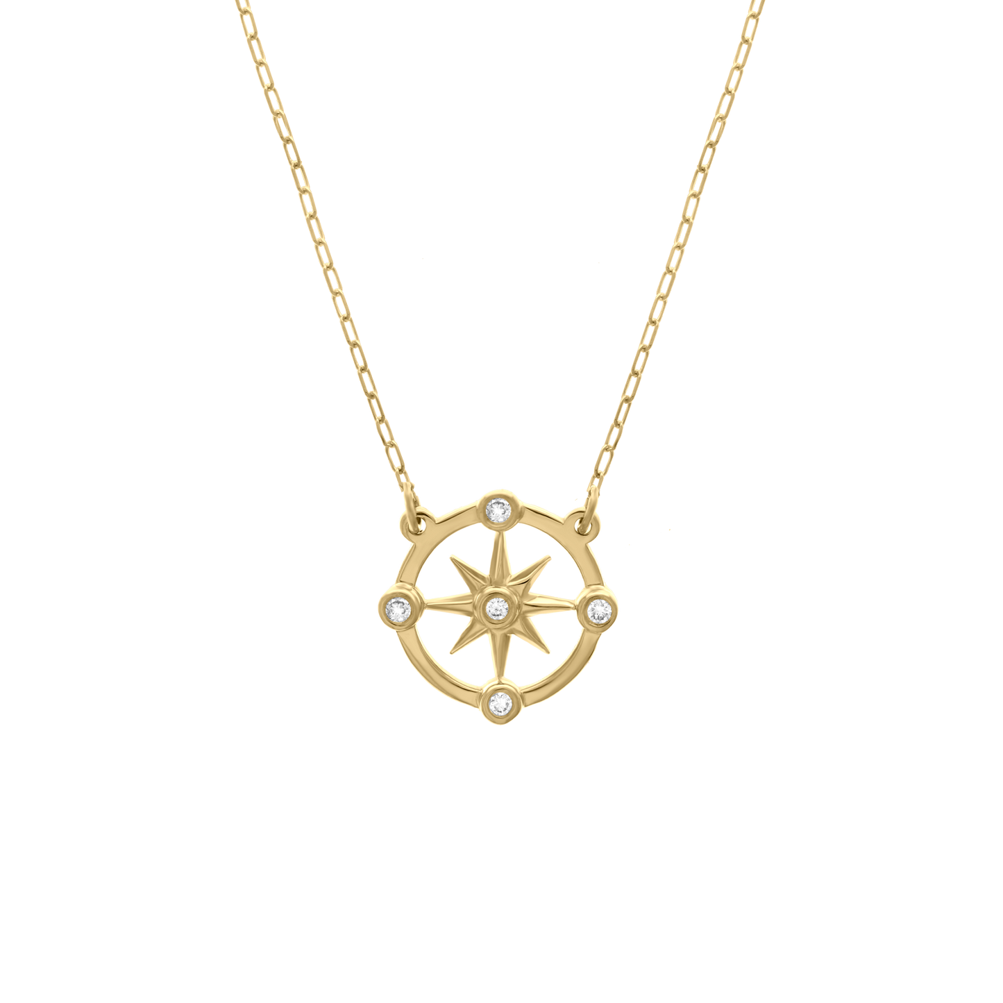 Diamond Compass Star Pendant Necklace