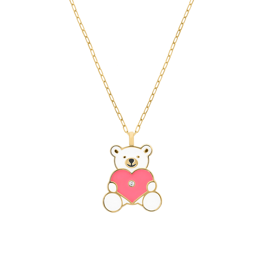 Teddy Bear Diamond Necklace