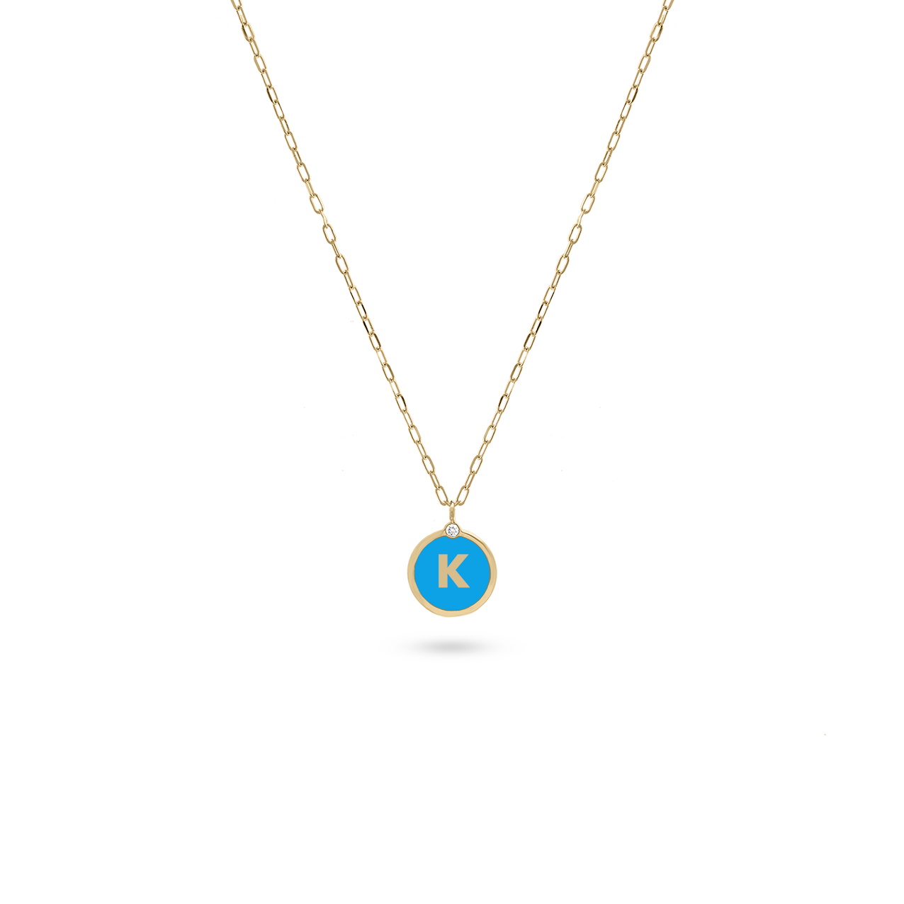 Initial Letter Coin Diamond Necklace