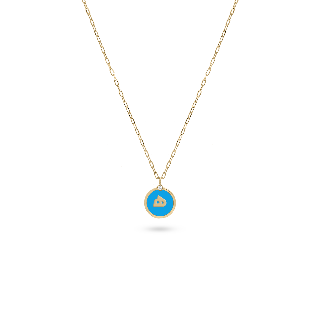 Arabic Initial Letter Coin Diamond Necklace