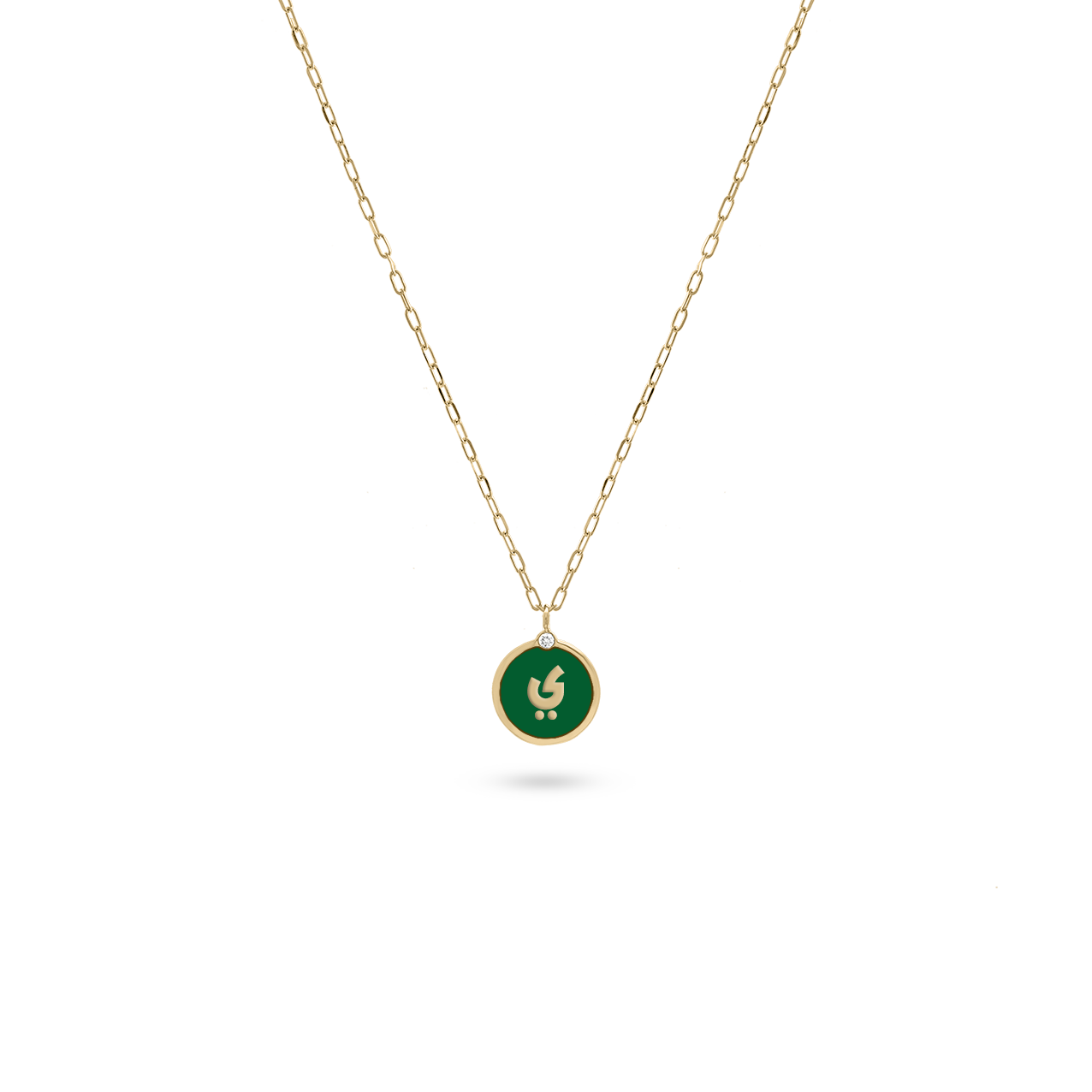 Arabic Initial Letter Coin Diamond Necklace