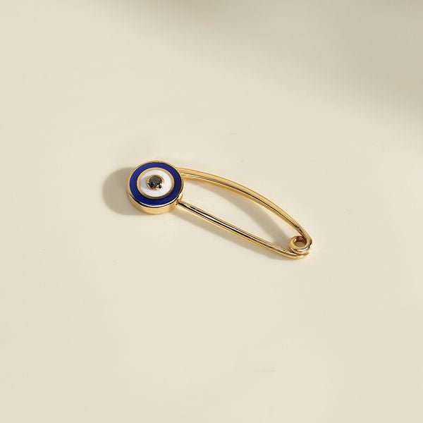 Evil Eye Enamel Black Diamond Pin