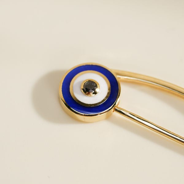 Evil Eye Enamel Black Diamond Pin