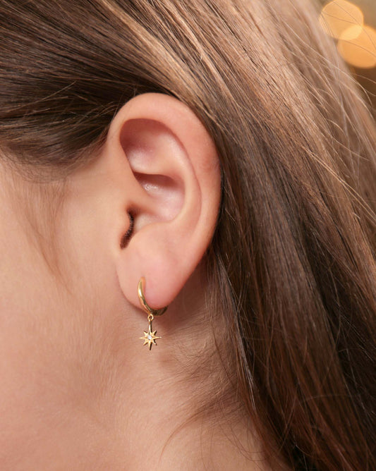 Starburst Diamond Charm Hoops