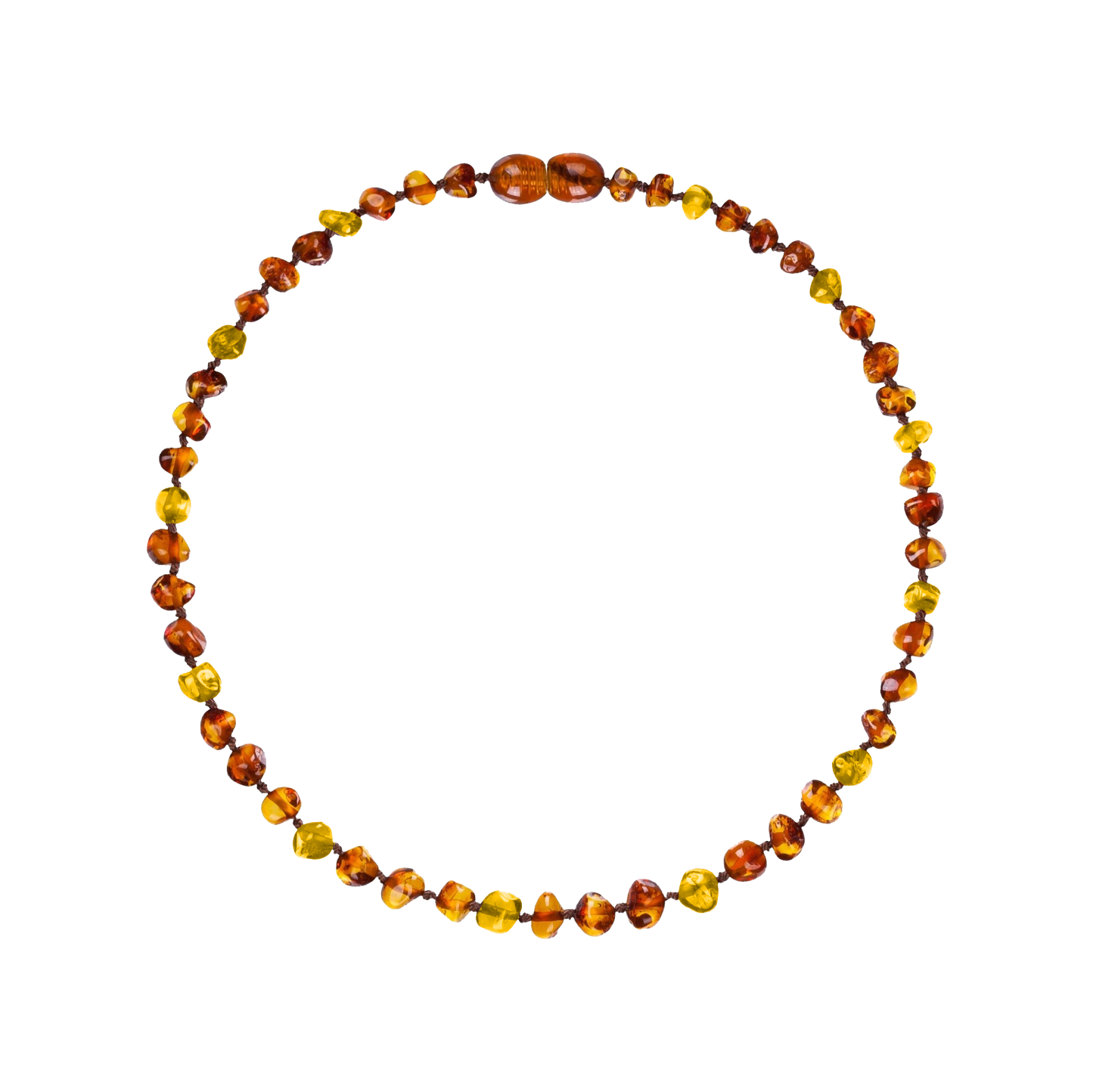 Multicolor amber baby necklace with polished honey and cognac beads