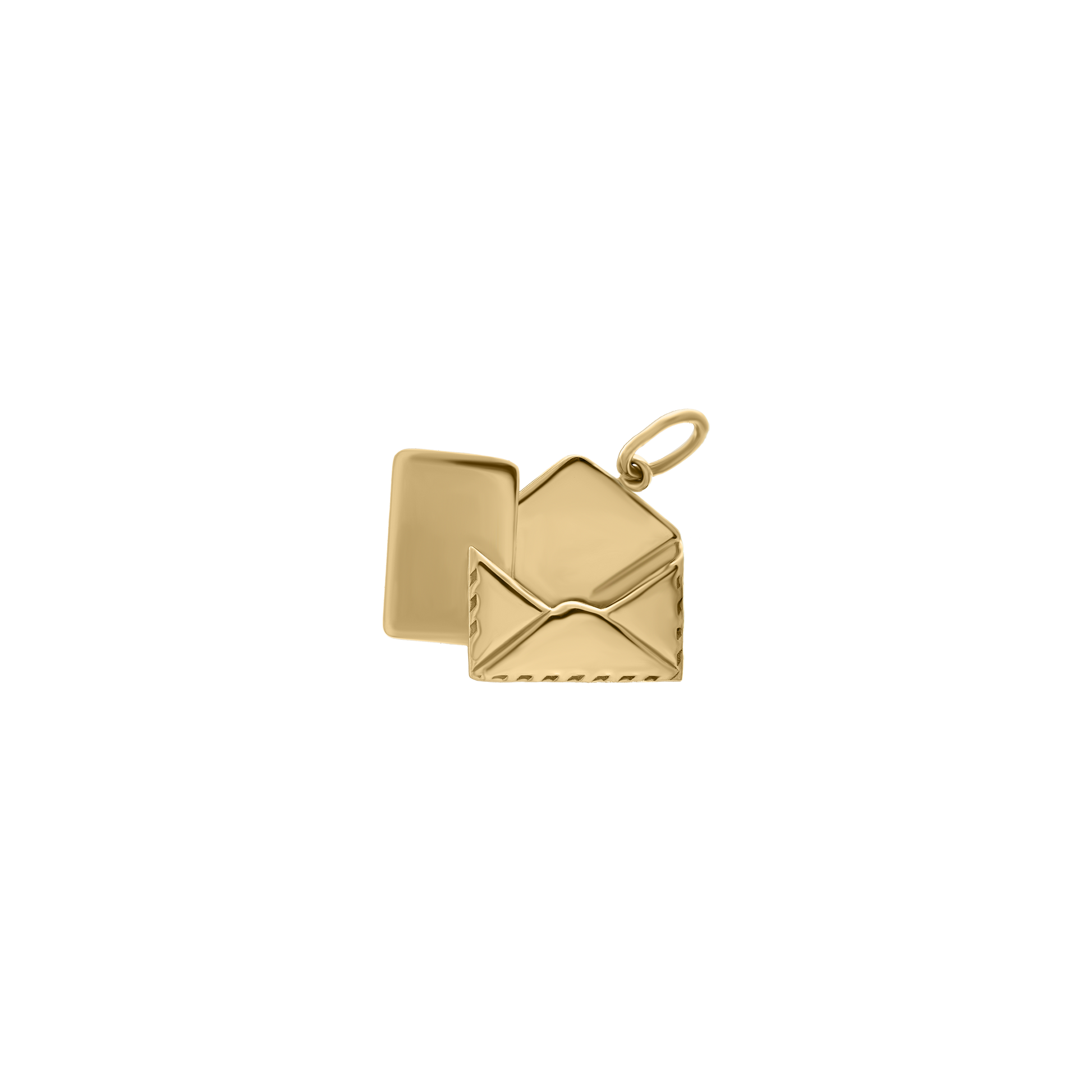 18K gold envelope-shaped pendant charm half open
