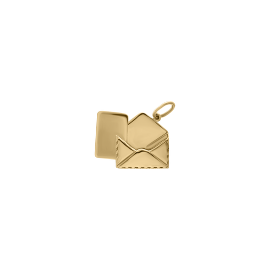18K gold envelope-shaped pendant charm half open