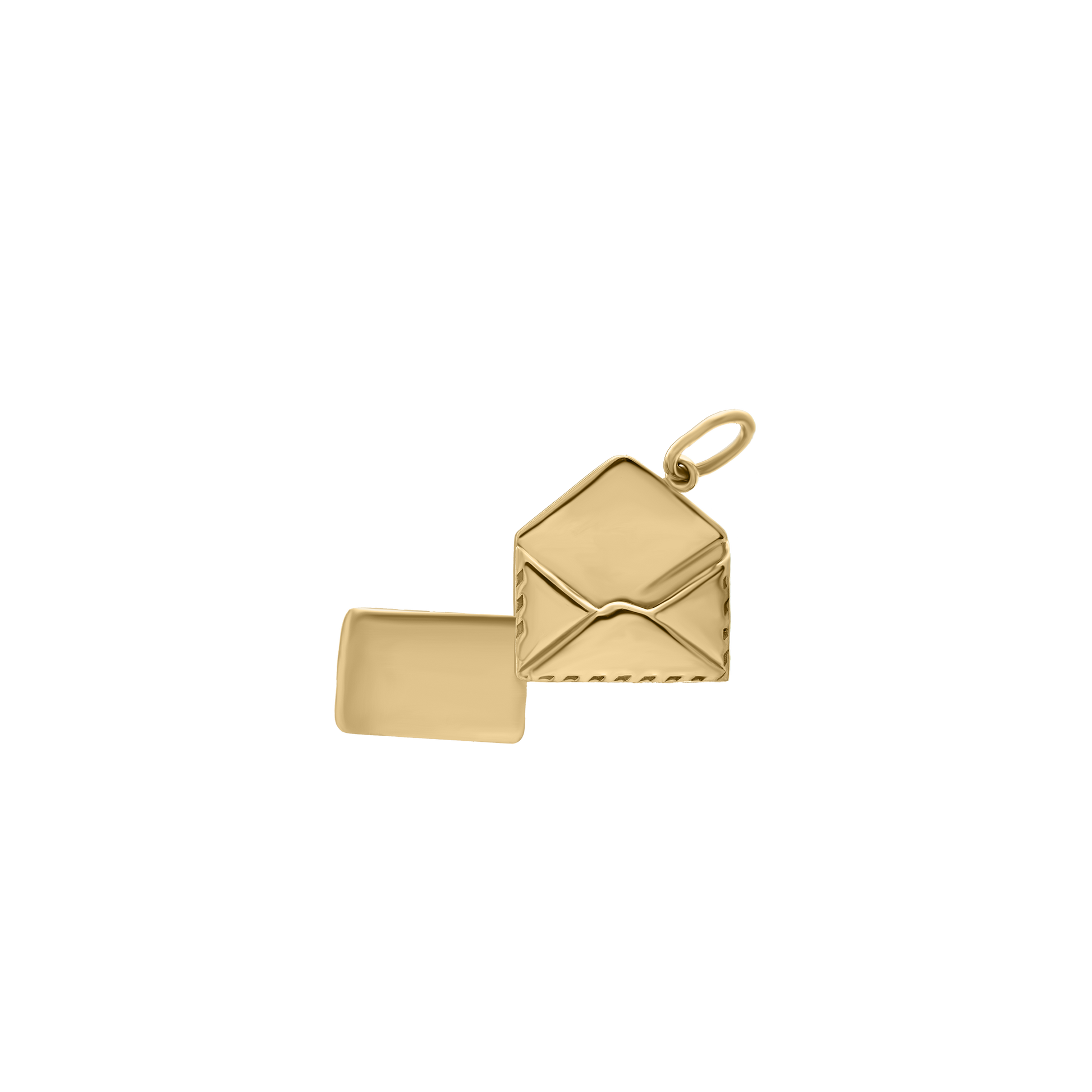 18K gold envelope-shaped pendant charm open