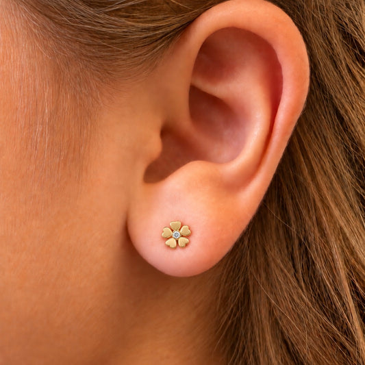 Heart Petal Clover Diamond Earrings
