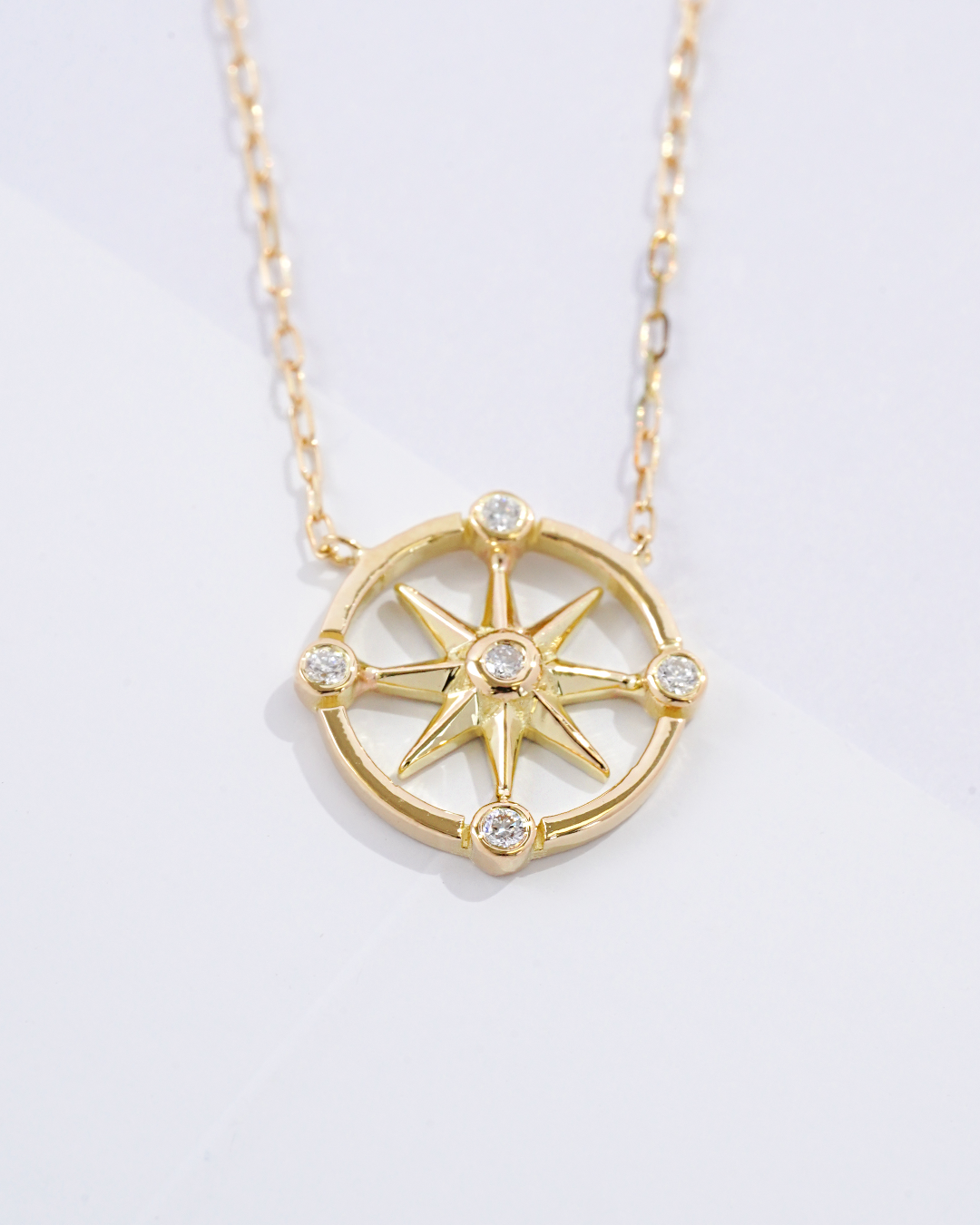 Diamond Compass Star Pendant Necklace
