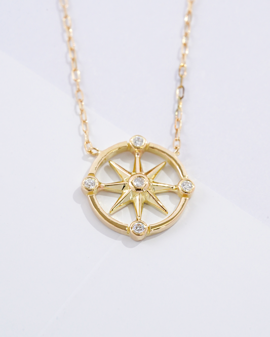 Diamond Compass Star Pendant Necklace