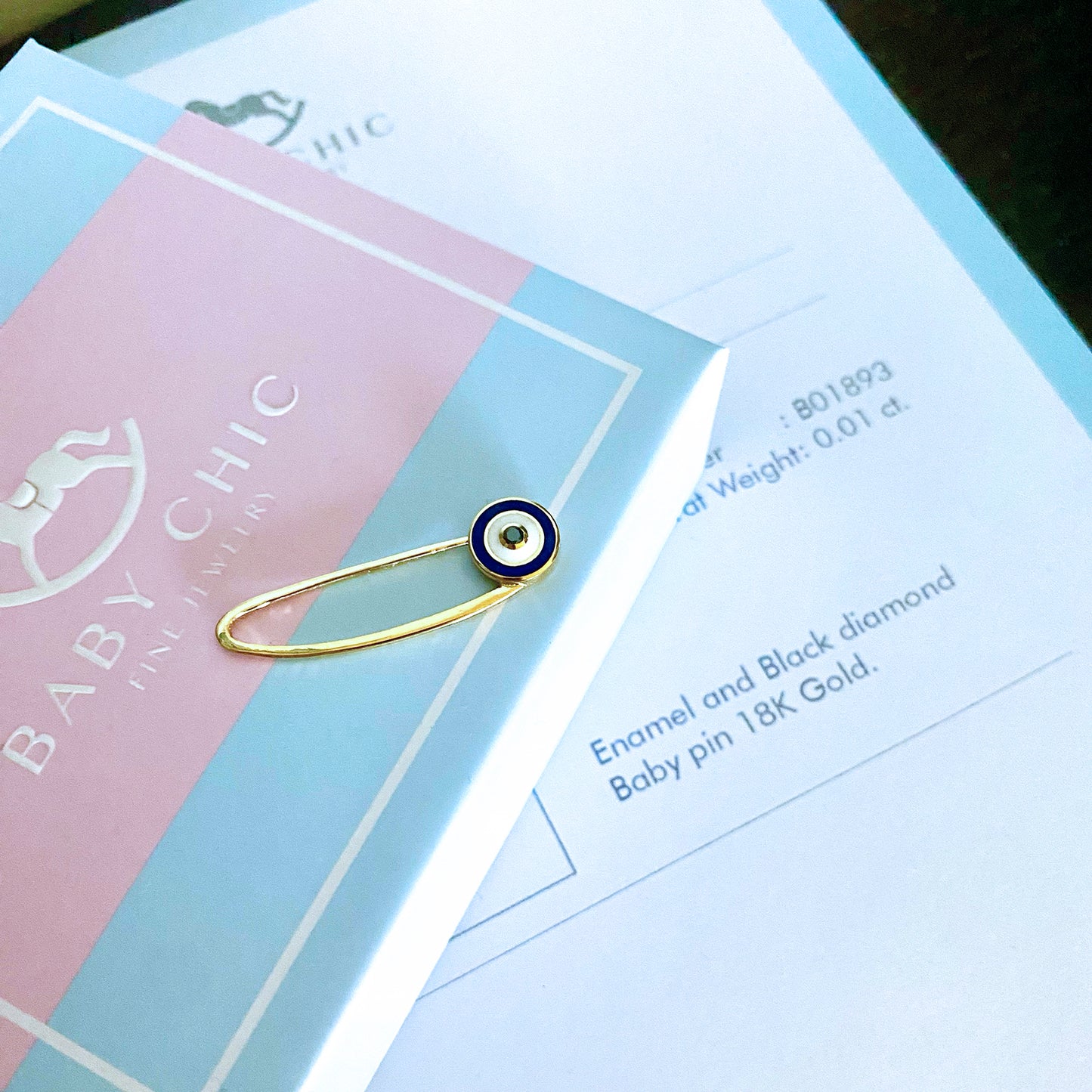 Evil Eye Enamel Black Diamond Pin