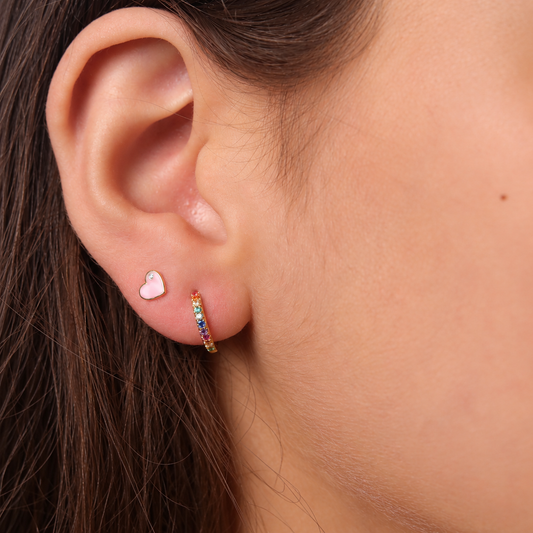 Mini Rainbow Diamond Hoops