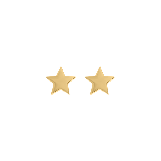 Gold star-shaped earrings on a white background