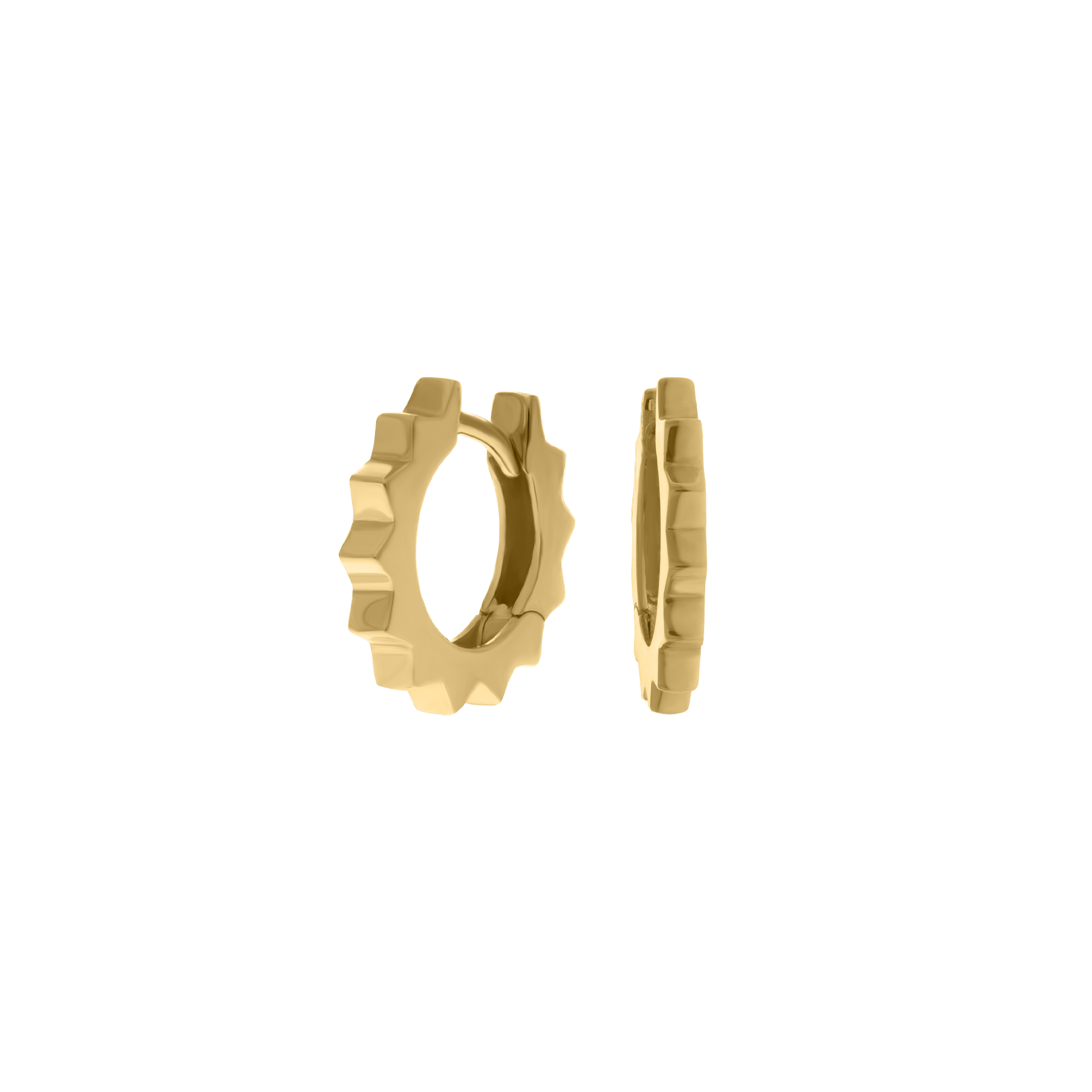 18K gold gear-edge huggie hoop earrings