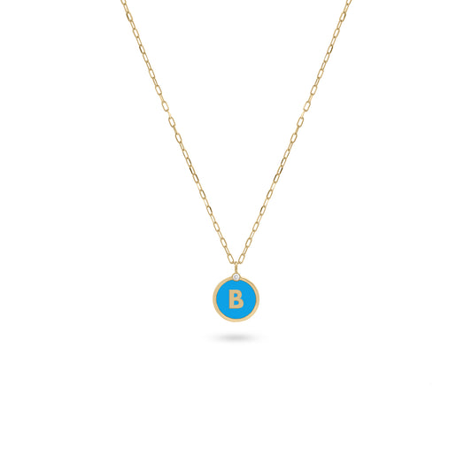 Initial Letter Coin Diamond Necklace