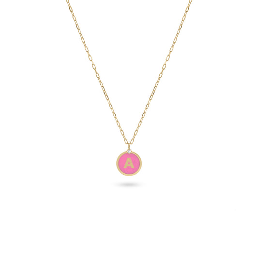 Initial Letter Coin Diamond Necklace