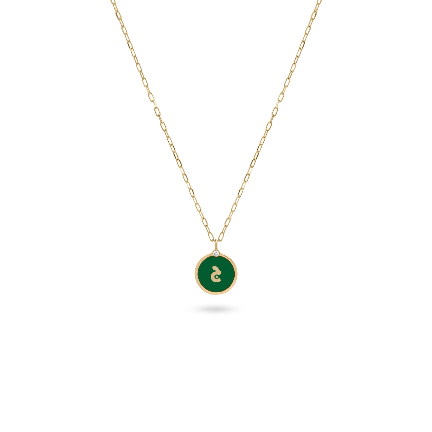 Arabic Initial Letter Coin Diamond Necklace
