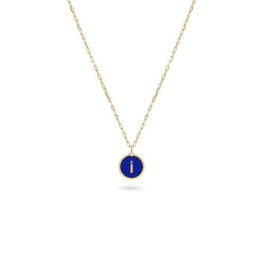 Arabic Initial Letter Coin Diamond Necklace