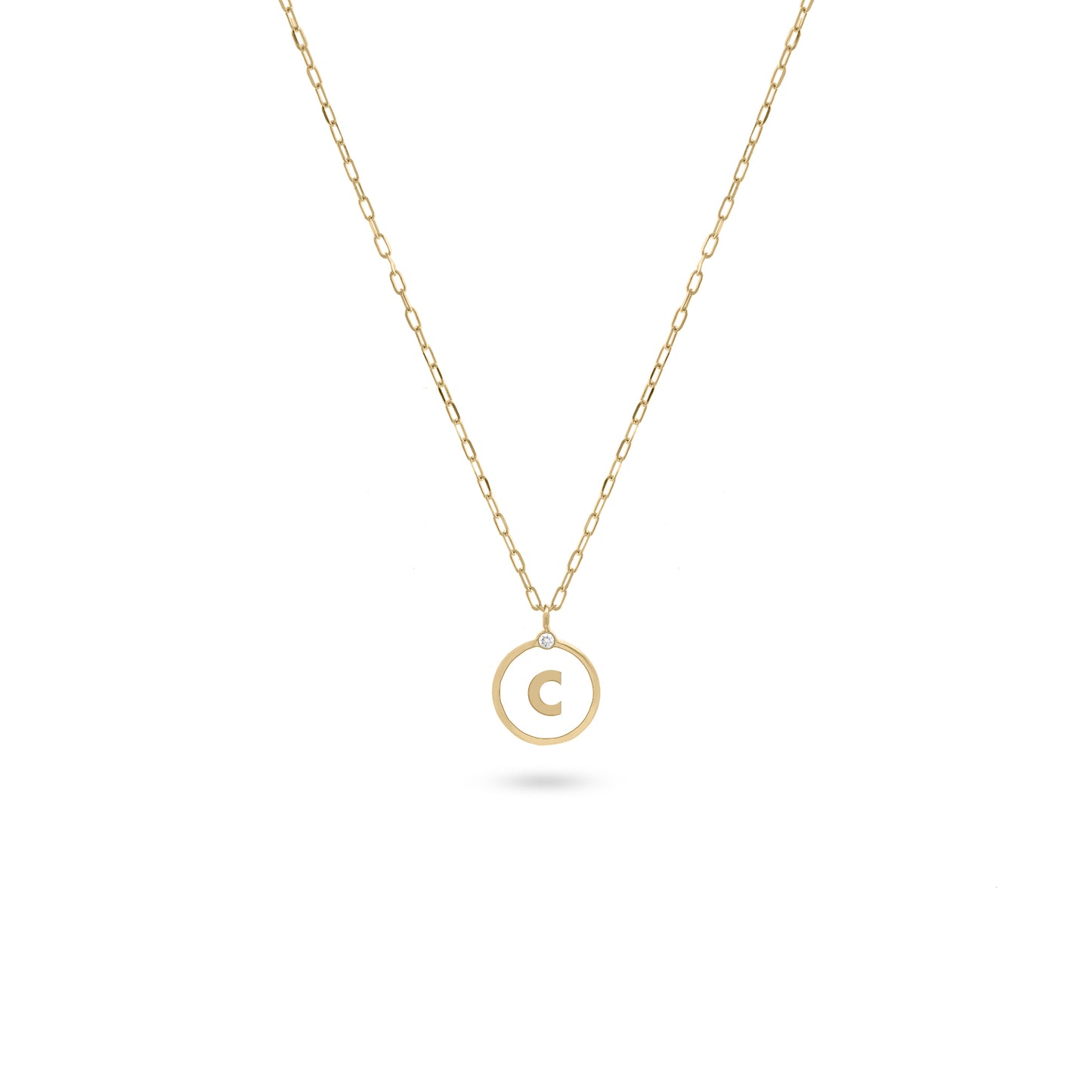 Initial Letter Coin Diamond Necklace