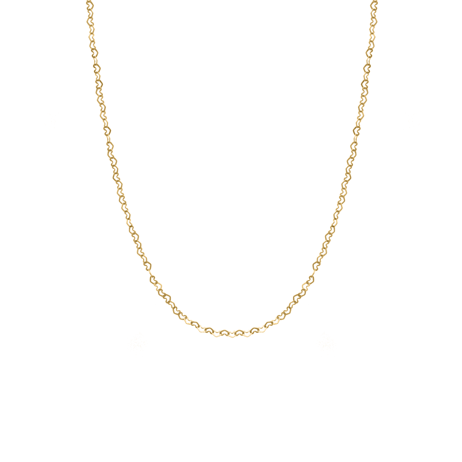 Yellow gold heart link chain necklace with delicate connected hearts
